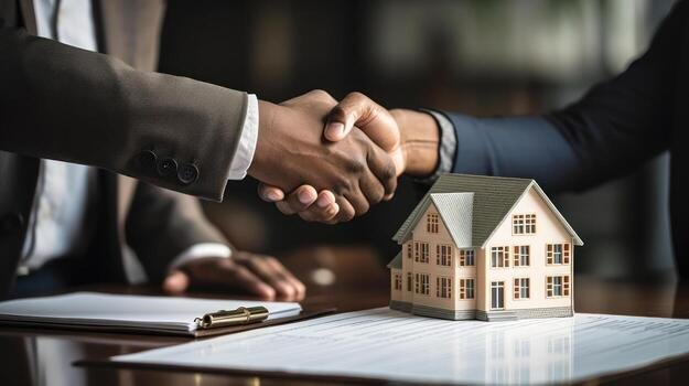 successful real estate transaction realtor and buyer shaking hands generative ai photo (1)
